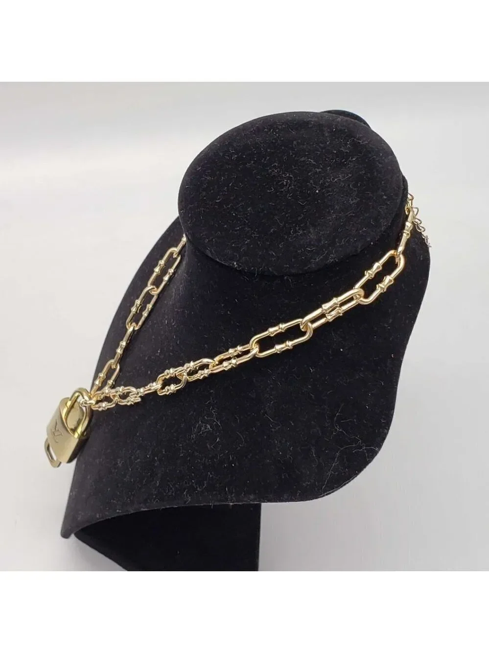 Authentic Louis Vuitton Lock and Key Gold Color with Gold Plated Chain Necklace